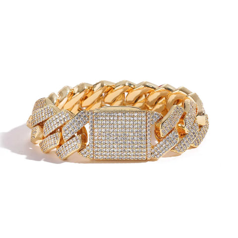 20MM 3-Row Iced Prong Cuban Bracelet