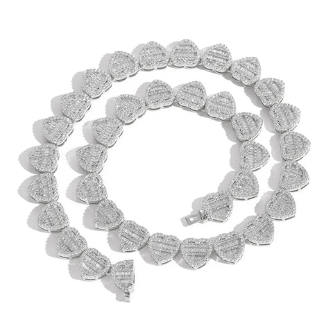 Heart Shape Cluster Tennis Chain