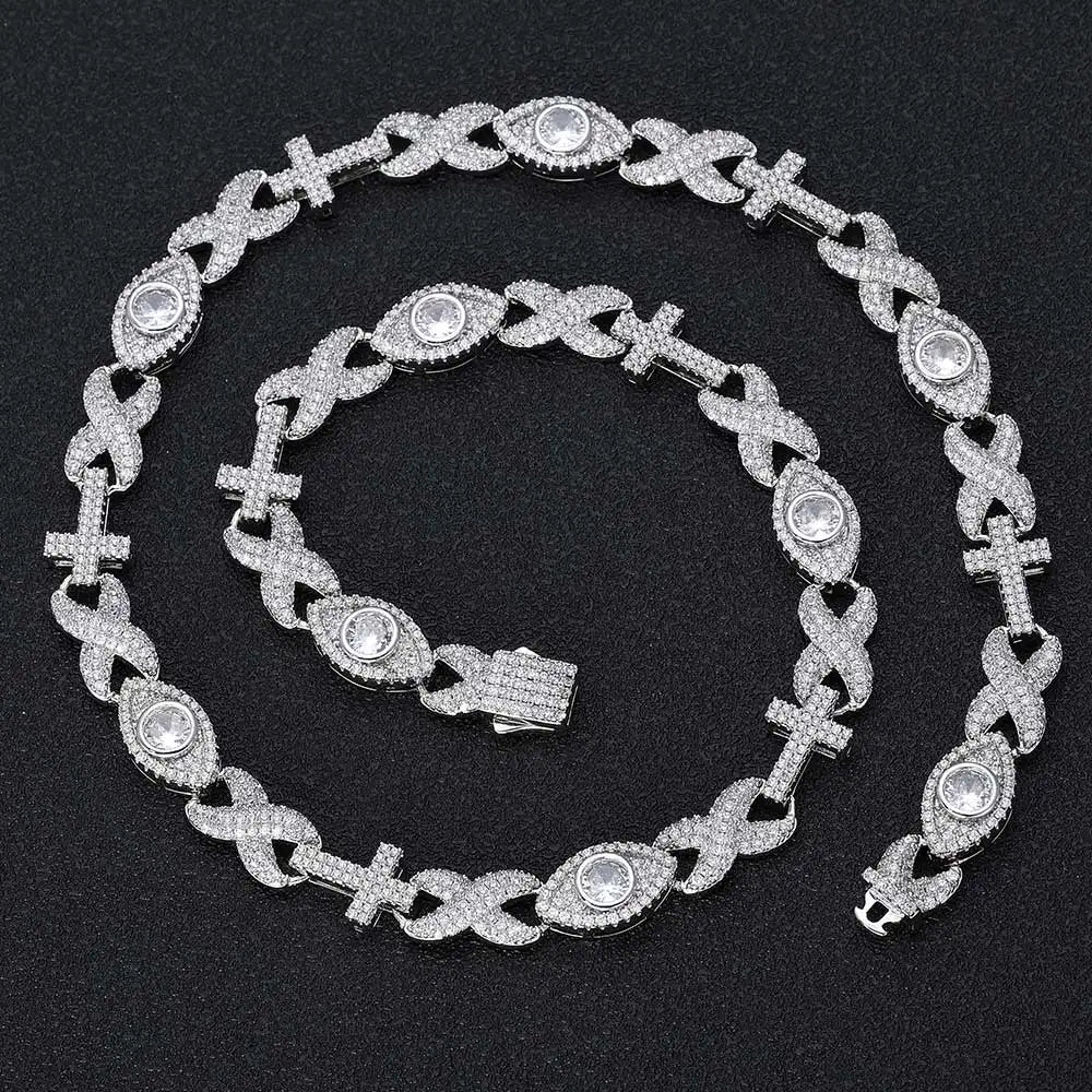 Cross With Diamond Eyes Iced Out Chain
