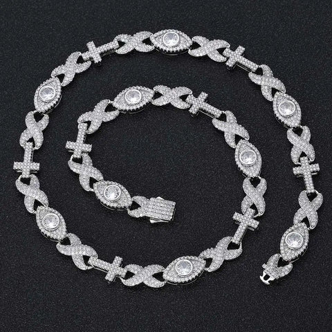 Cross With Diamond Eyes Iced Out Chain