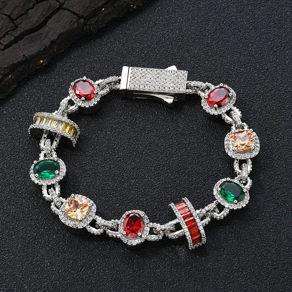 15mm Multicolor Geometric Gemstone Bracelet