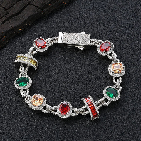 15mm Multicolor Geometric Gemstone Bracelet