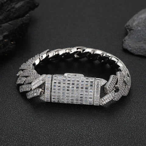 20mm Full Baguette Prong Cuban Bracelet