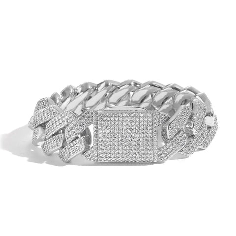 20MM 3-Row Iced Prong Cuban Bracelet